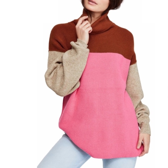 Free People Sweaters - Free People Colorblock Turtleneck Sweater